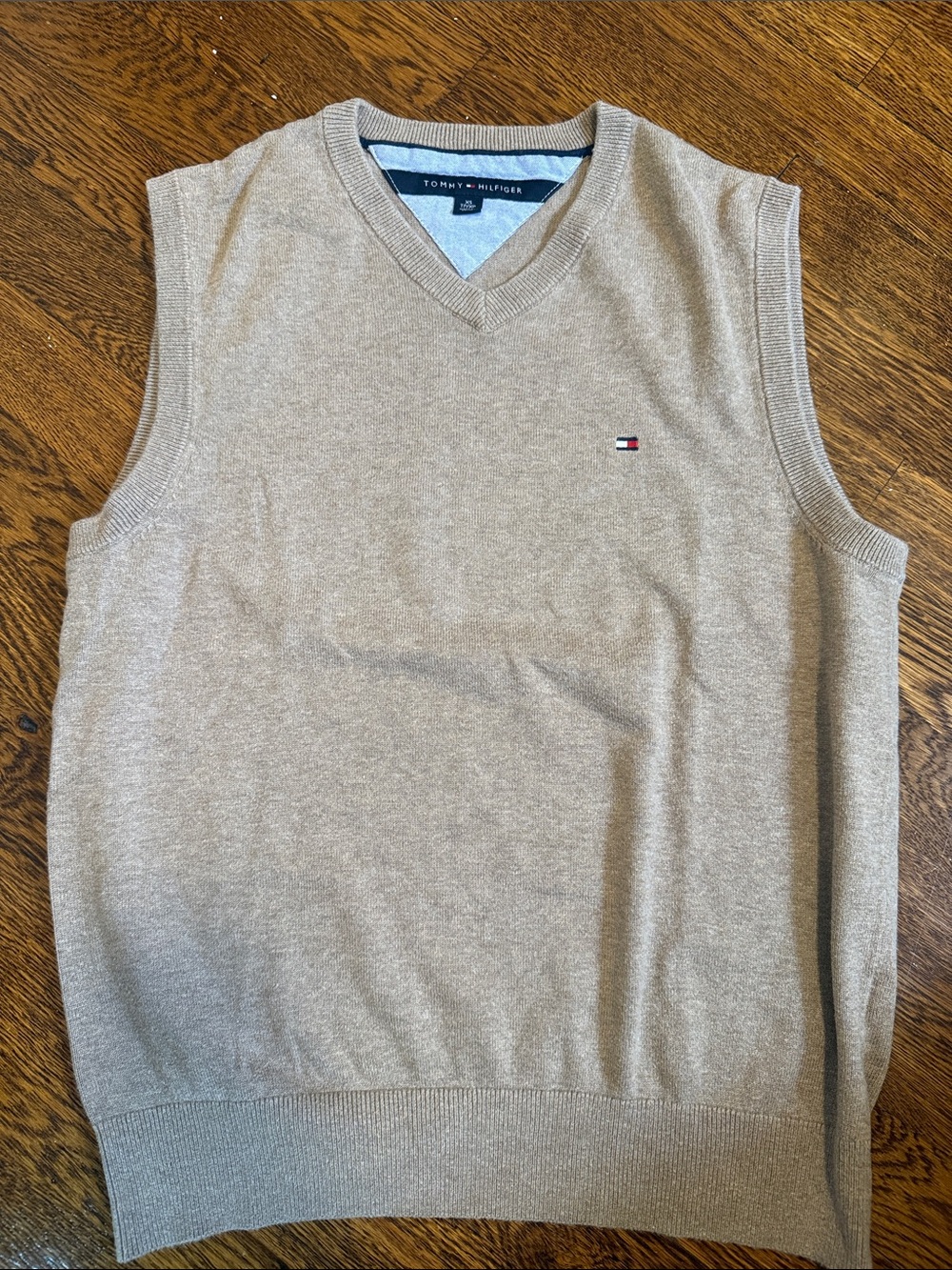 Tommy Hilfiger Men's V-Neck Sweater Vest in Beige/Tan